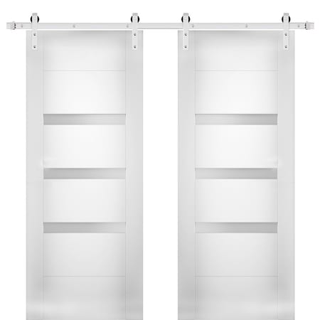 Vdomdoors Double Barn Interior Door, 60" x 84", White SETE6900DB-S-WS-6084